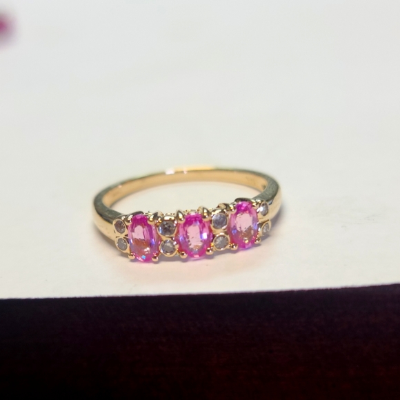 14k Pink Sapphire & Diamonds Ring